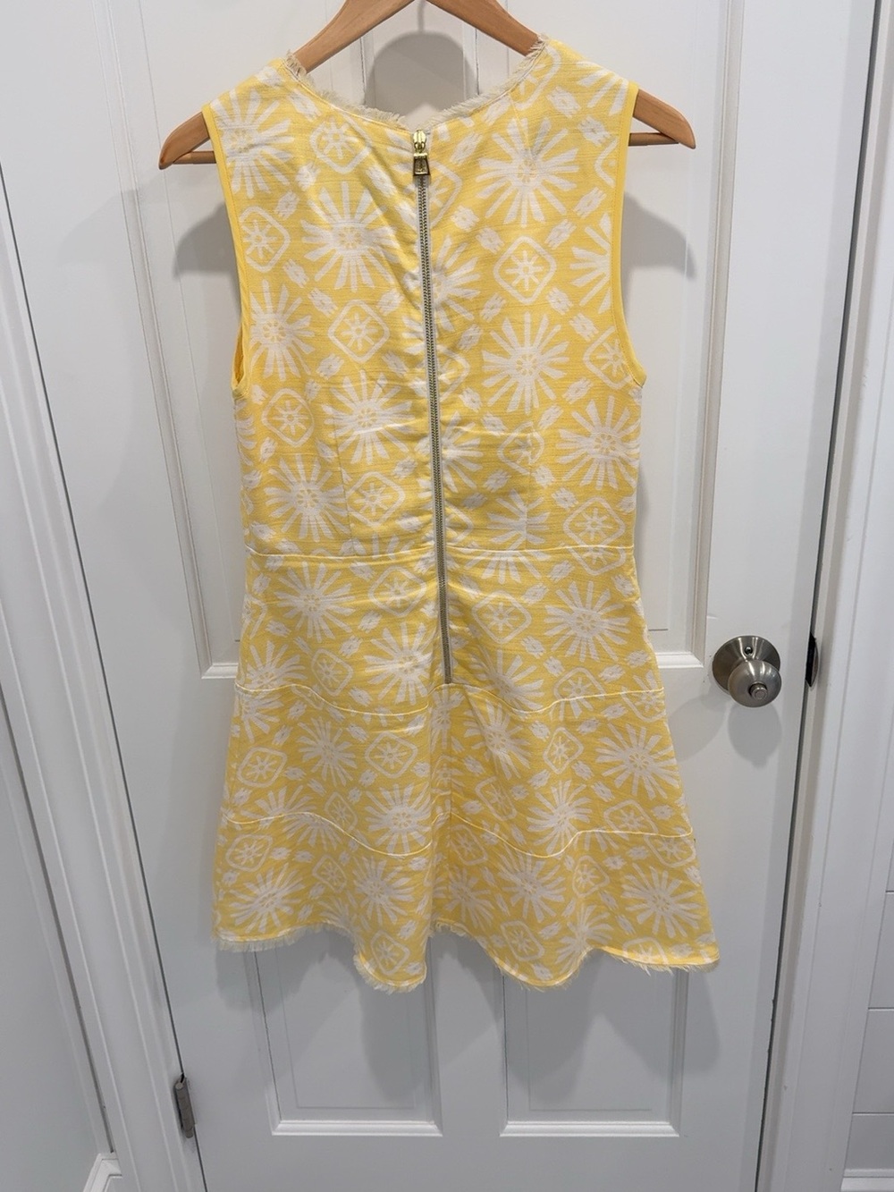 Sail to Sable Yellow & White Floral Sleeveless Fit-and-Flare Dress